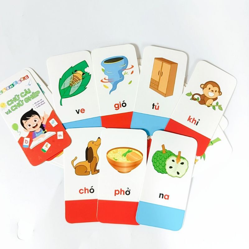 bộ thẻ giấy giúp làm quen chữ cái và âm sắc