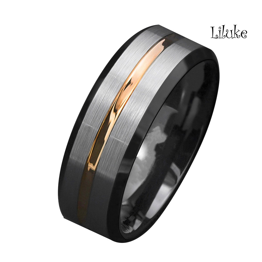 Nhẫn Thép Titan Họa Tiết Kẻ Sọc Thời Trang Cho Nam