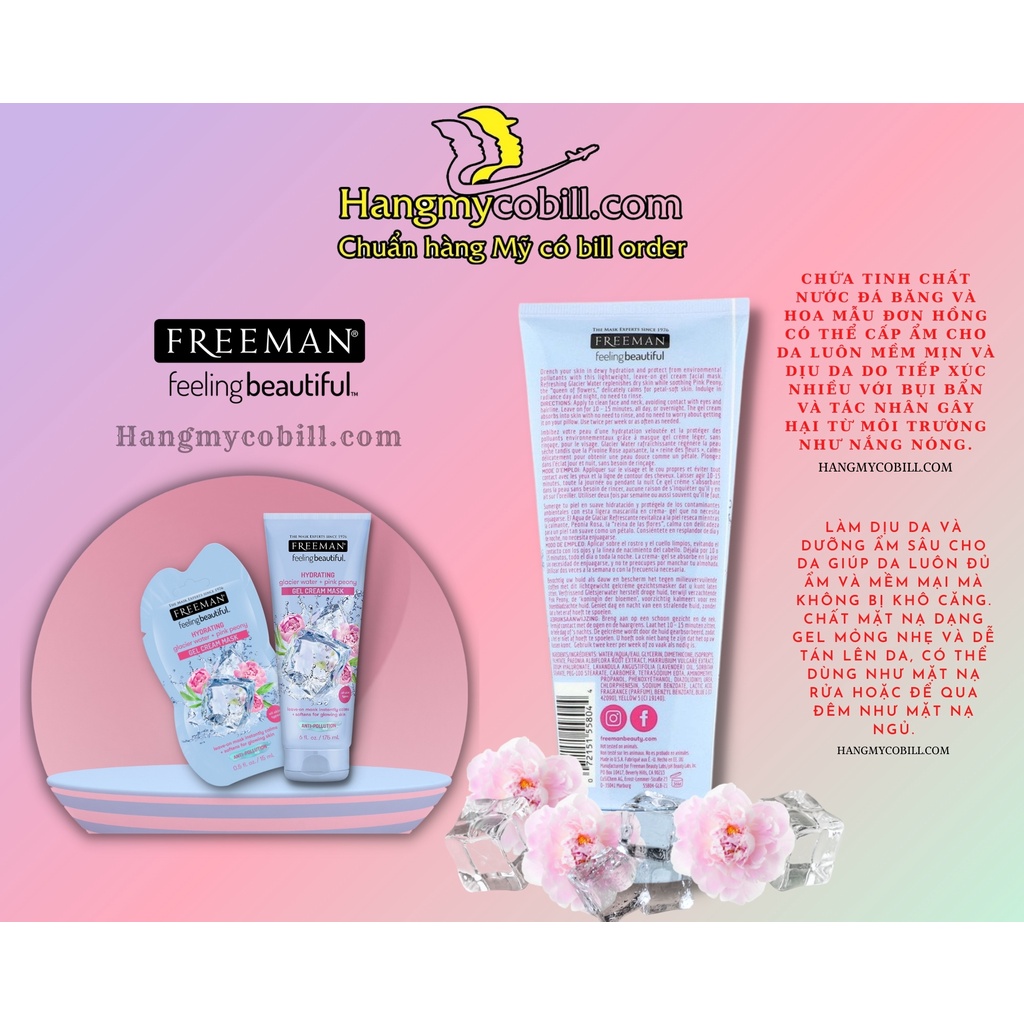 Mặt Nạ Freeman Hydrating Glacier Water & Pink Peony Gel Cream Mask