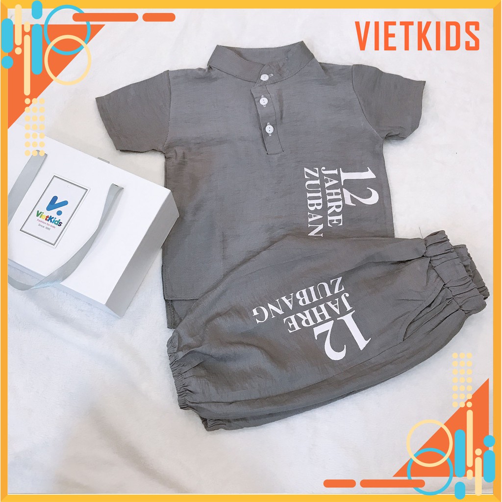 Bộ quần áo bé trai chất đũi RICHKID bộ cộc tay bé trai JAHRE12 cho bé từ 7-24kg