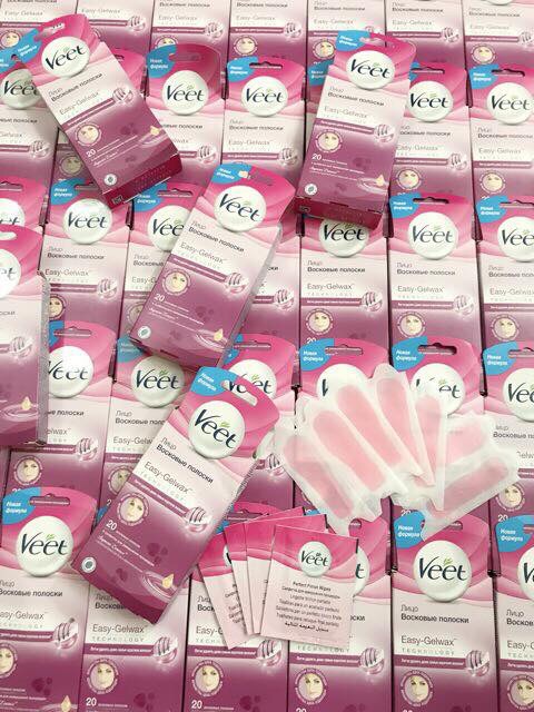 Miếng wax tẩy lông Veet Easy-Gelwax cho mặt và ria mép 20 trips | BigBuy360 - bigbuy360.vn