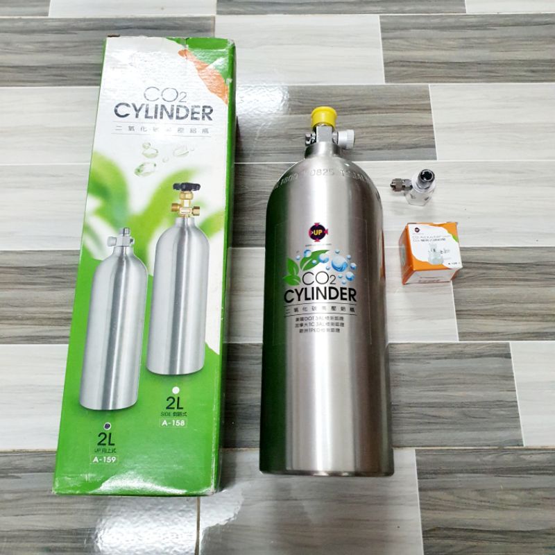 Bình CO2 Nhôm UP AQUA [2 Lít] ☘ Kèm Van Cơ Mini ☘ - Sẵn hàng, Giá tốt.