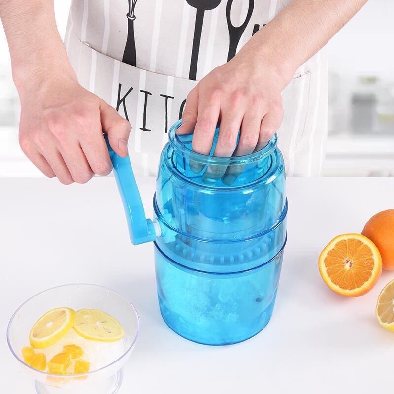 Máy xay đá bào mini, máy bào đá bằng tay 2 lưỡi màu xanh, bào đá tuyết cực mịn.