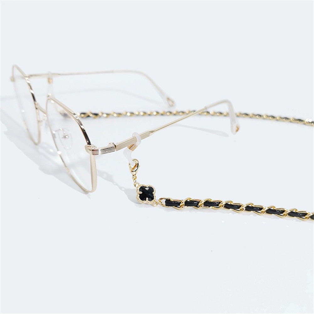 Dây Đeo Mắt Kính Hình Cỏ Bốn Lá Đính Đá Pha Lê Thời Trang