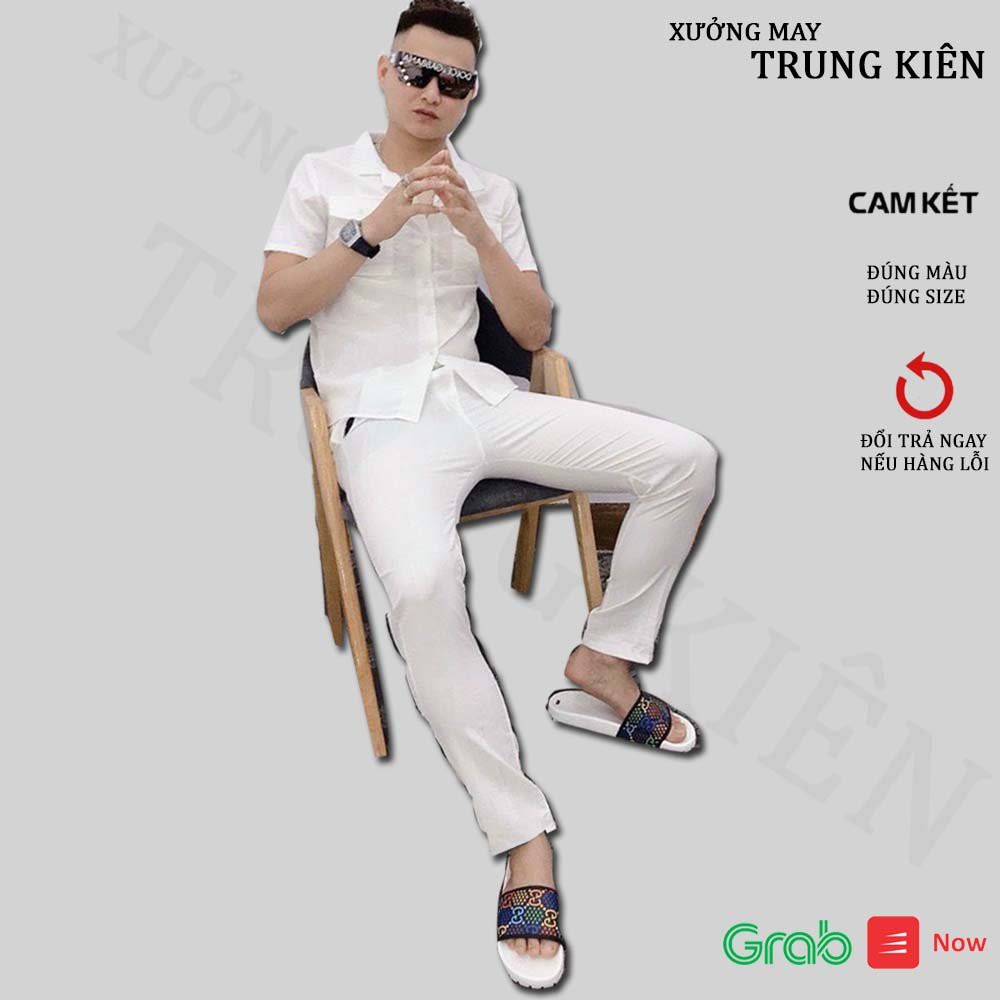 Bộ Đũi Cao Cấp, Set Bộ Áo Đũi Cổ Bẻ Tay Ngắn và Quần Đũi Dài Mềm Nhẹ Thoáng Mát - Đũi 02 - Xuongmaytrungkien