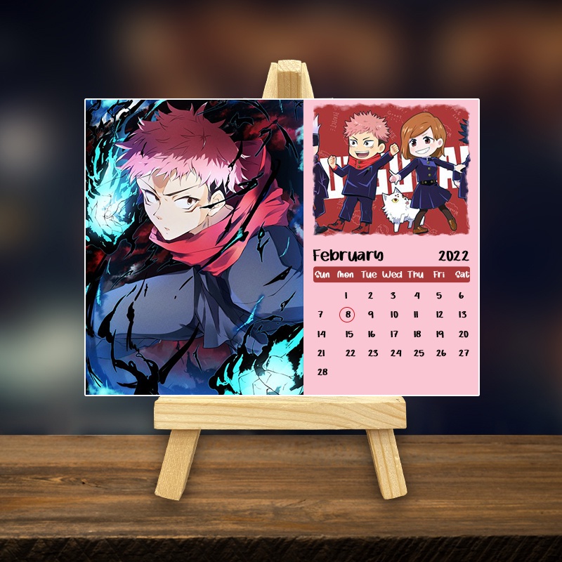 Tranh Kính Lịch Anime Jujutsu Kaisen Chú Thuật Hồi Chiến Gojo Satoru Itadori Yuji Trang Trí Bàn Học Bàn Làm Việc Kệ Sách