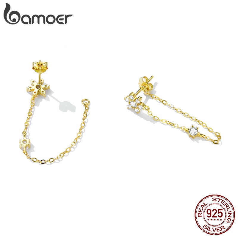 Bông tai BAMOER bạc hình hoa thời trang