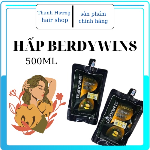 Kem ủ tóc hấp tóc colagen berdywins phục hồi tóc hư tổn tái tạo cấu trúc tóc hương nước hoa agan 500ml