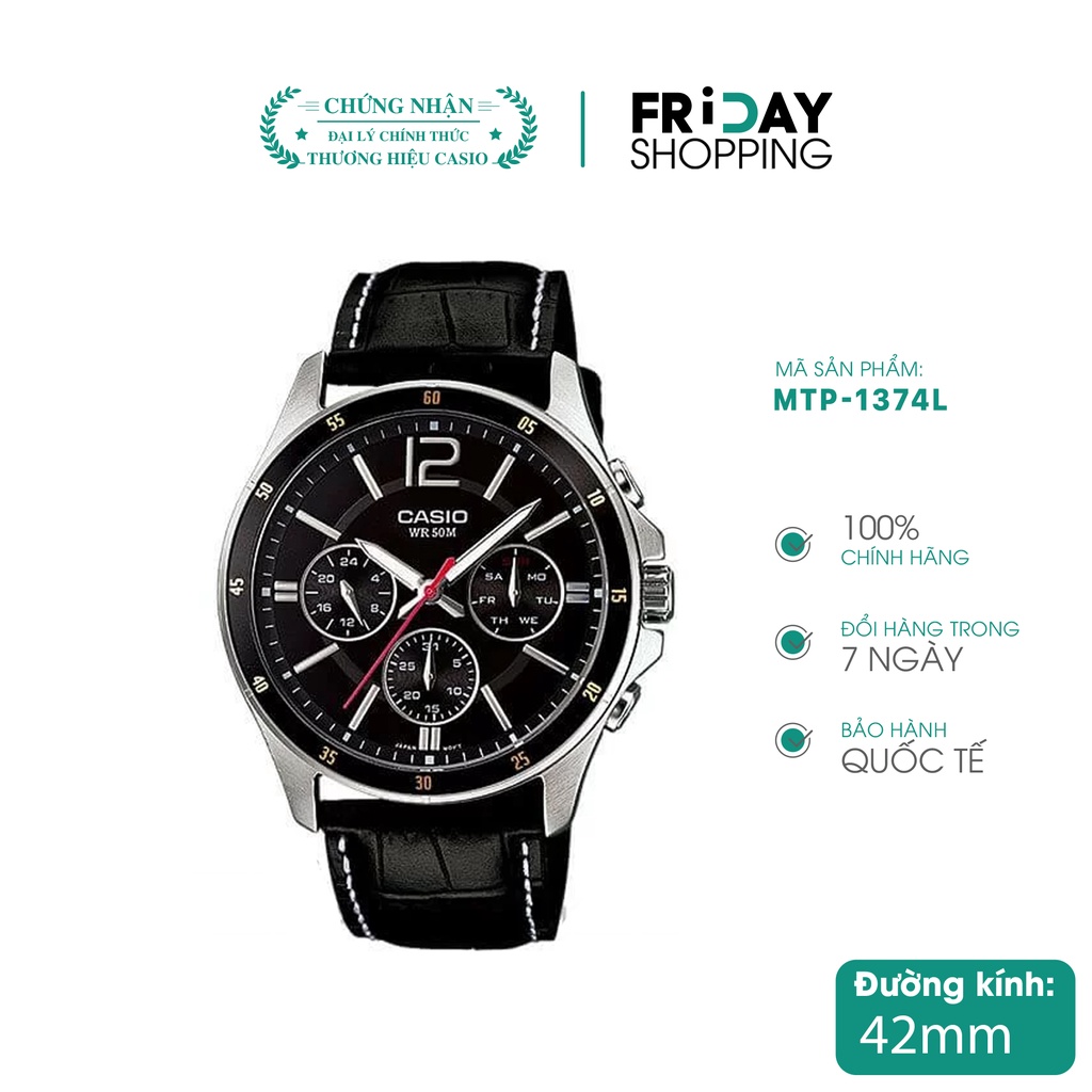 Đồng hồ Casio nam dây da MTP-1374L-7AVDF chính hãng