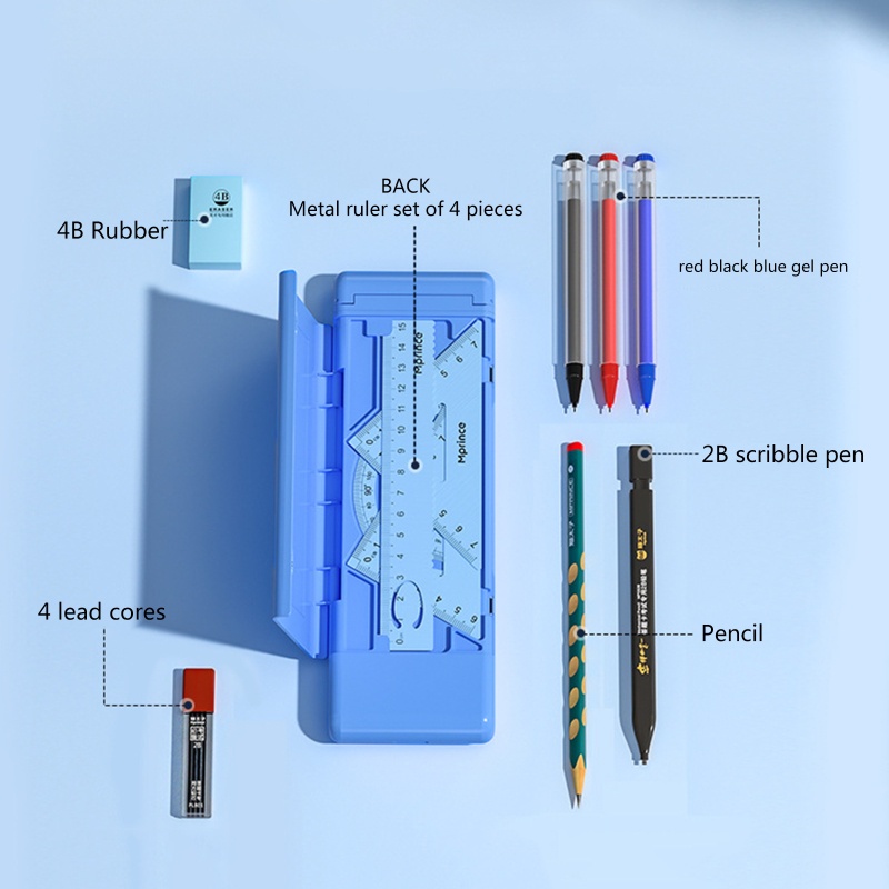 Bộ Dụng Cụ Học Tập Gồm Thước Kẻ Kèm Hộp Đựng Bằng Nhựa ABS Chống Thấm Nước Tiện Dụng Cho Học Sinh