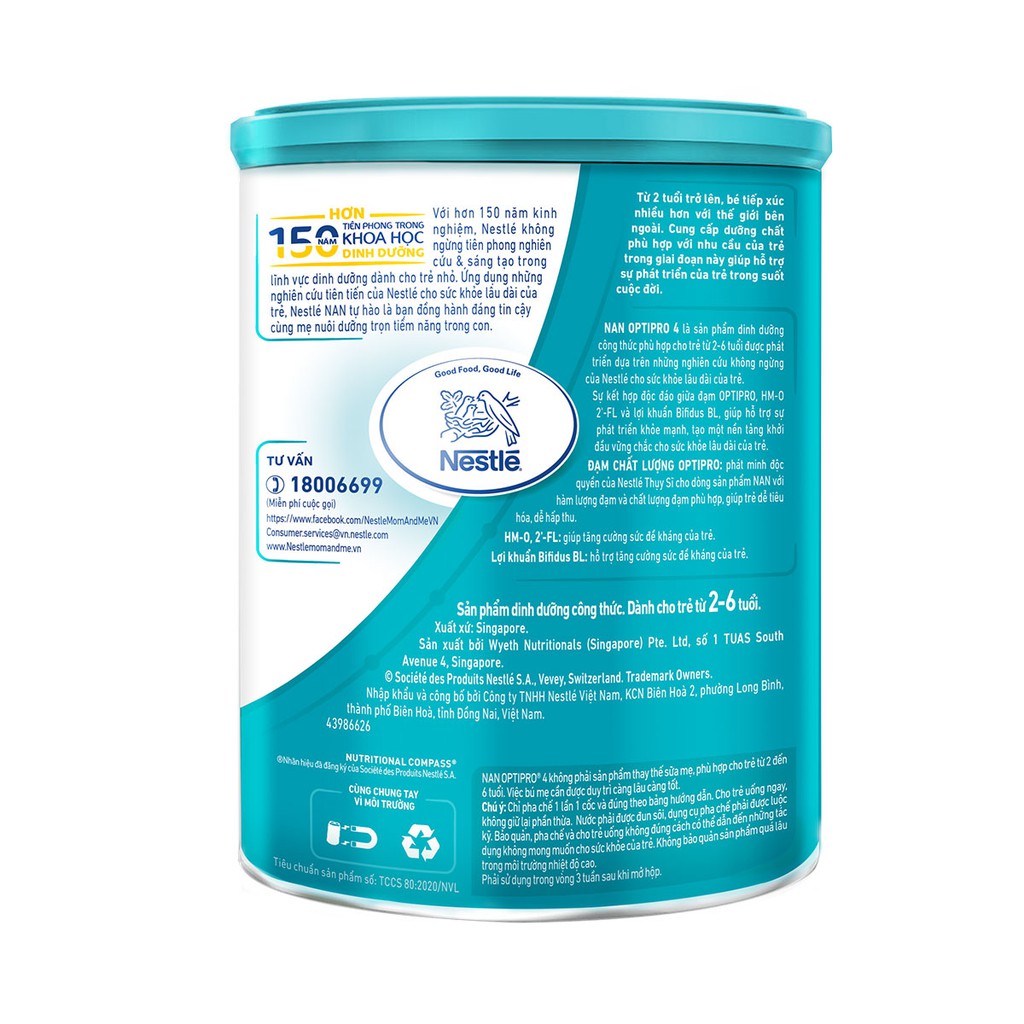 [Tặng 1 Bộ chì màu hộp gỗ] Combo 2 Lon Sữa Bột Nestle NAN Optipro 4 1,7kg/lon