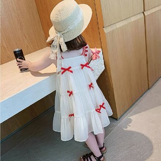 Váy 2 dây đính nơ đỏ siêu xinh