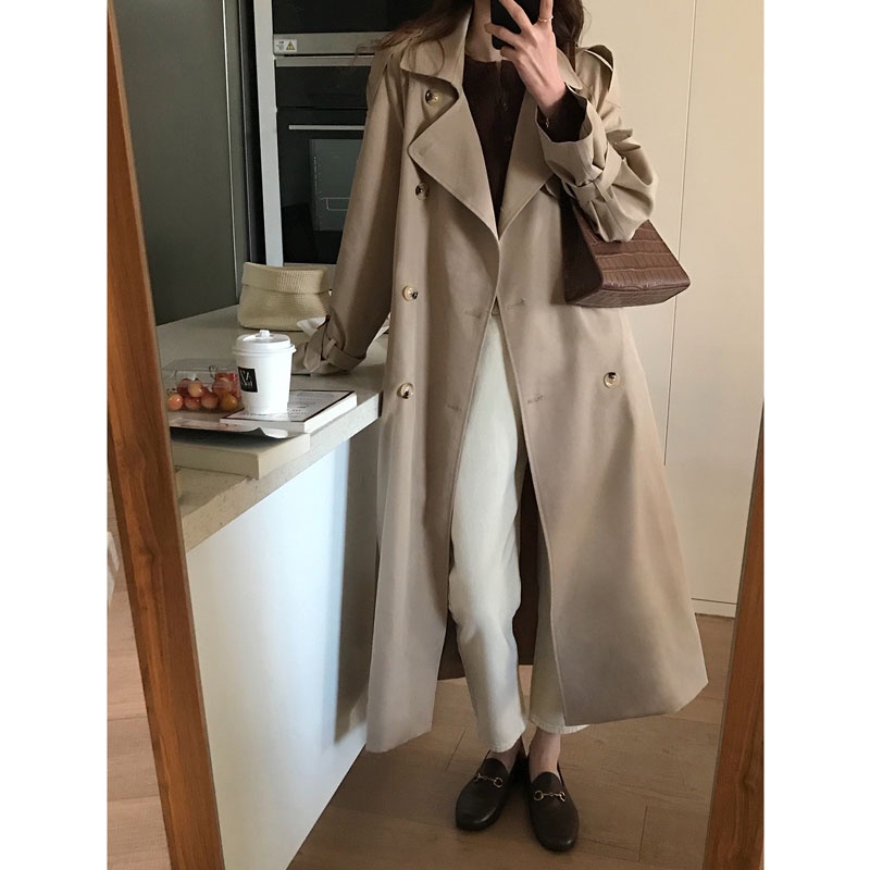 Áo khoác măng tô trench coat dáng dài phong cách Hàn Quốc