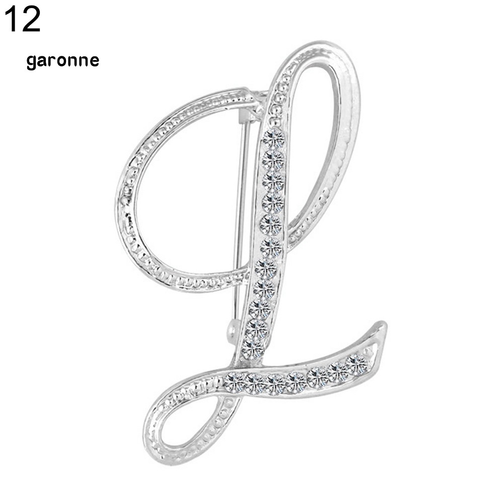 Ghim cài áo kim loại hình chữ cái A-Z đính đá thời trang unisex