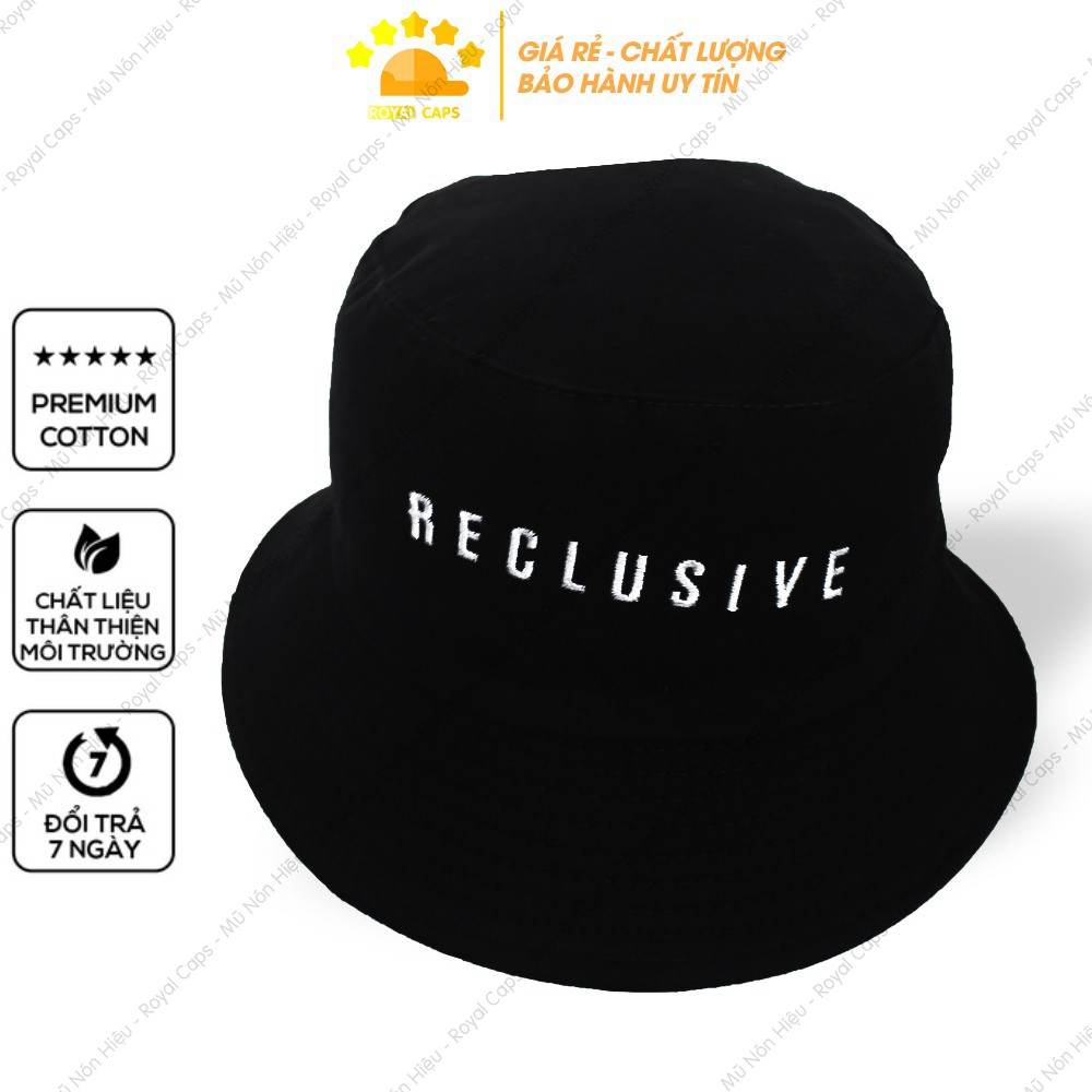Mũ Bucket Nón Bucket Tai Bèo Nam Nữ RECLUSIVE Đen Vải Kaki Unisex - Royal Caps