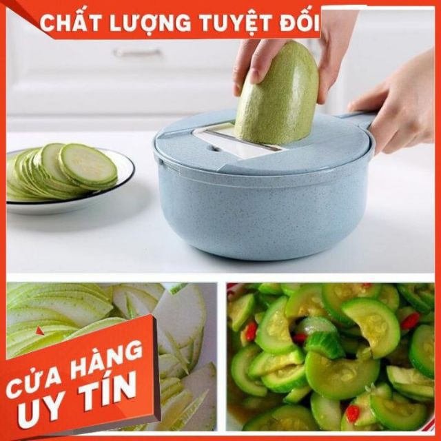 Dụng cụ bào sợi cắt nạo thái lát rau củ quả lúa mạch 4 lưỡi và 9 chức năng thông minh cao cấp