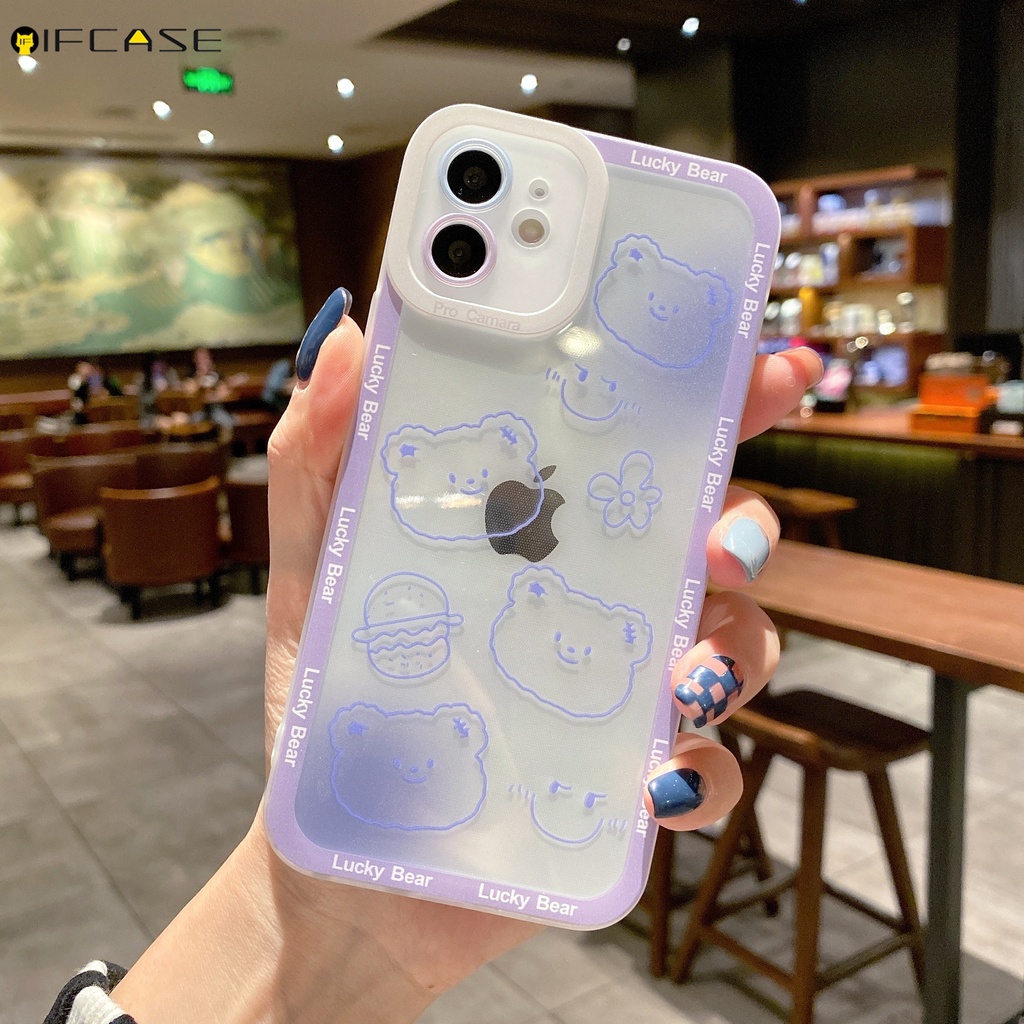 Ốp điện thoại tpu hình thỏ/gấu cho iPhone 13 12 Mini 11 Pro Max XS Max XR X 7 8 Plus
