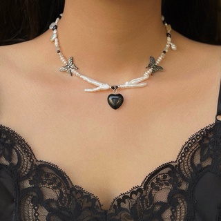 Dây chuyền nt nước ngọt custom mặt trái tim & butterfly xà cừ