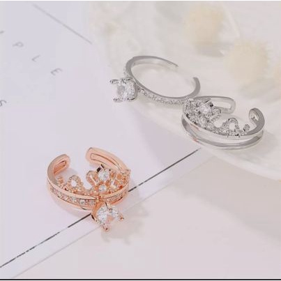 Nhẫn hở hình vương miệng đính đá zircon