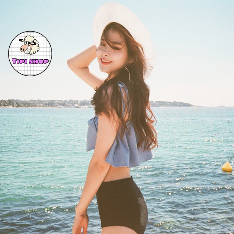 Bộ bikini đi biển cao cấp áo gợn sóng