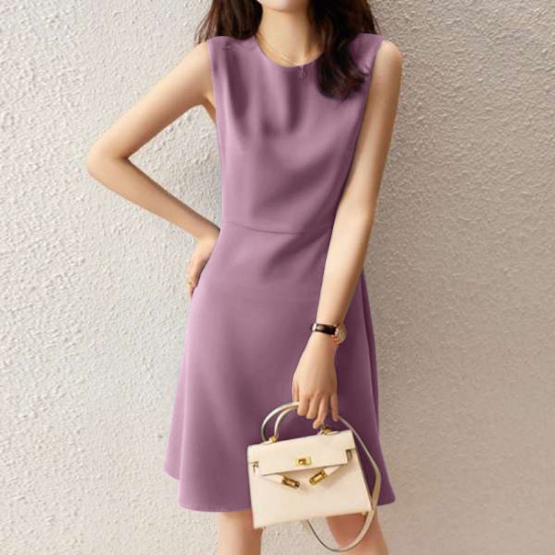 Zanzea Đầm Midi Không Tay Cổ Tròn Thời Trang Vintage Cho Nữ
