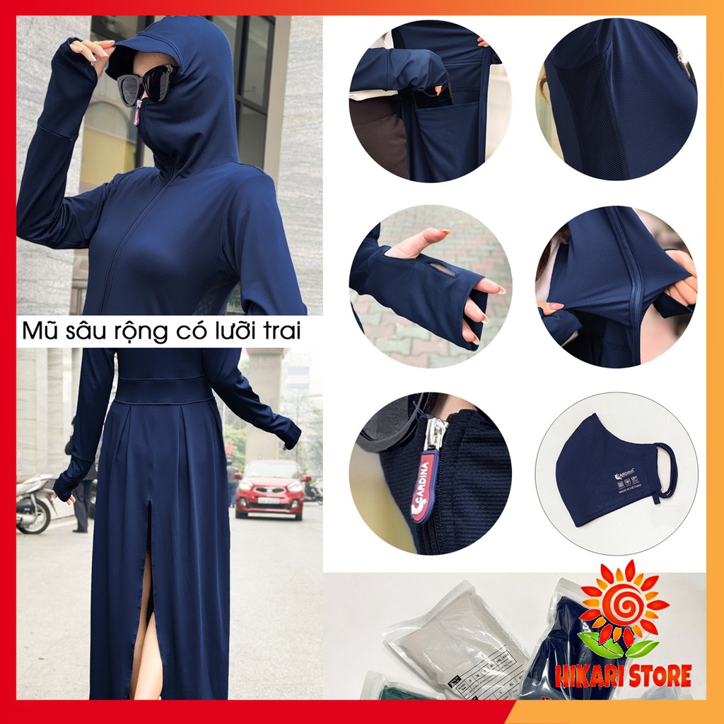 Áo Chống Nắng Nữ Toàn Thân Cardina Nhật Bản 2021 - Vải thun lạnh làm mát, chống tia UV, lưới tản nhiệt, kèm khẩu trang | BigBuy360 - bigbuy360.vn