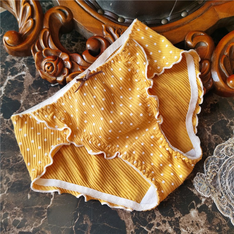 Quần lót nữ COTTON ren nơ chấm bi thấm hút thoáng khí Lolita sexy freesize hông 78-95cm M26 | BigBuy360 - bigbuy360.vn