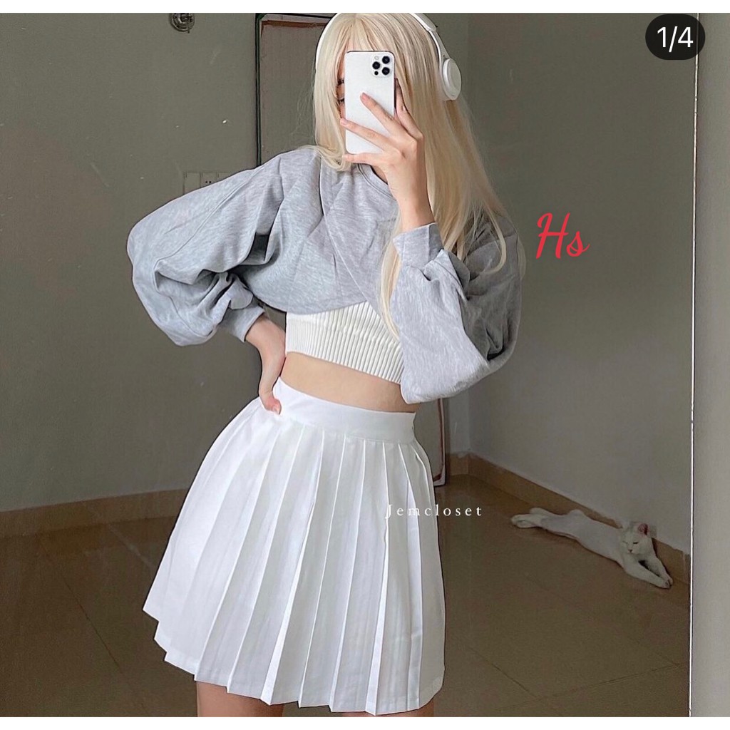 Set Áo Croptop Nữ Dài Tay Kèm Áo Bra Logo Ngực Cực Dễ Phối Đồ Xưởng May DCS Mã 611