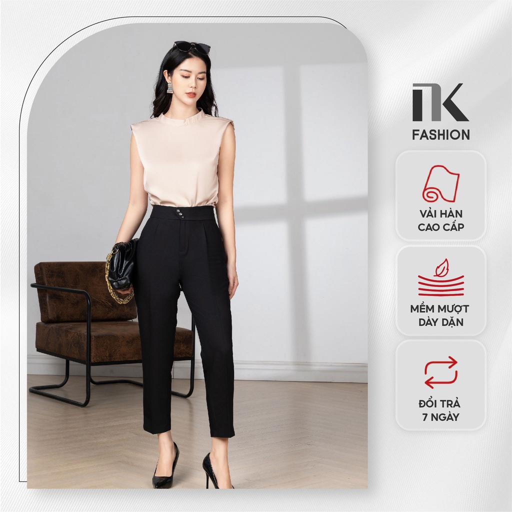 Quần Baggy Nữ Công Sở NK FASHION Thiết Kế Cạp Cao 3 Cúc, Chất Vải Mềm Nhẹ Co Giãn NKQU2203007