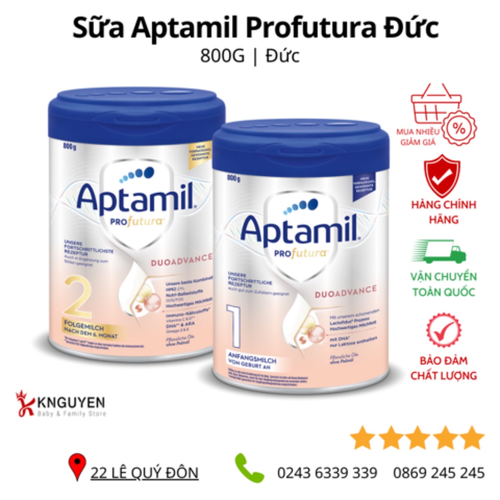 SỮA APTAMIL PROFUTURA ĐỨC CHO BÉ TỪ SƠ SINH HỘP 800G - DATE 2023