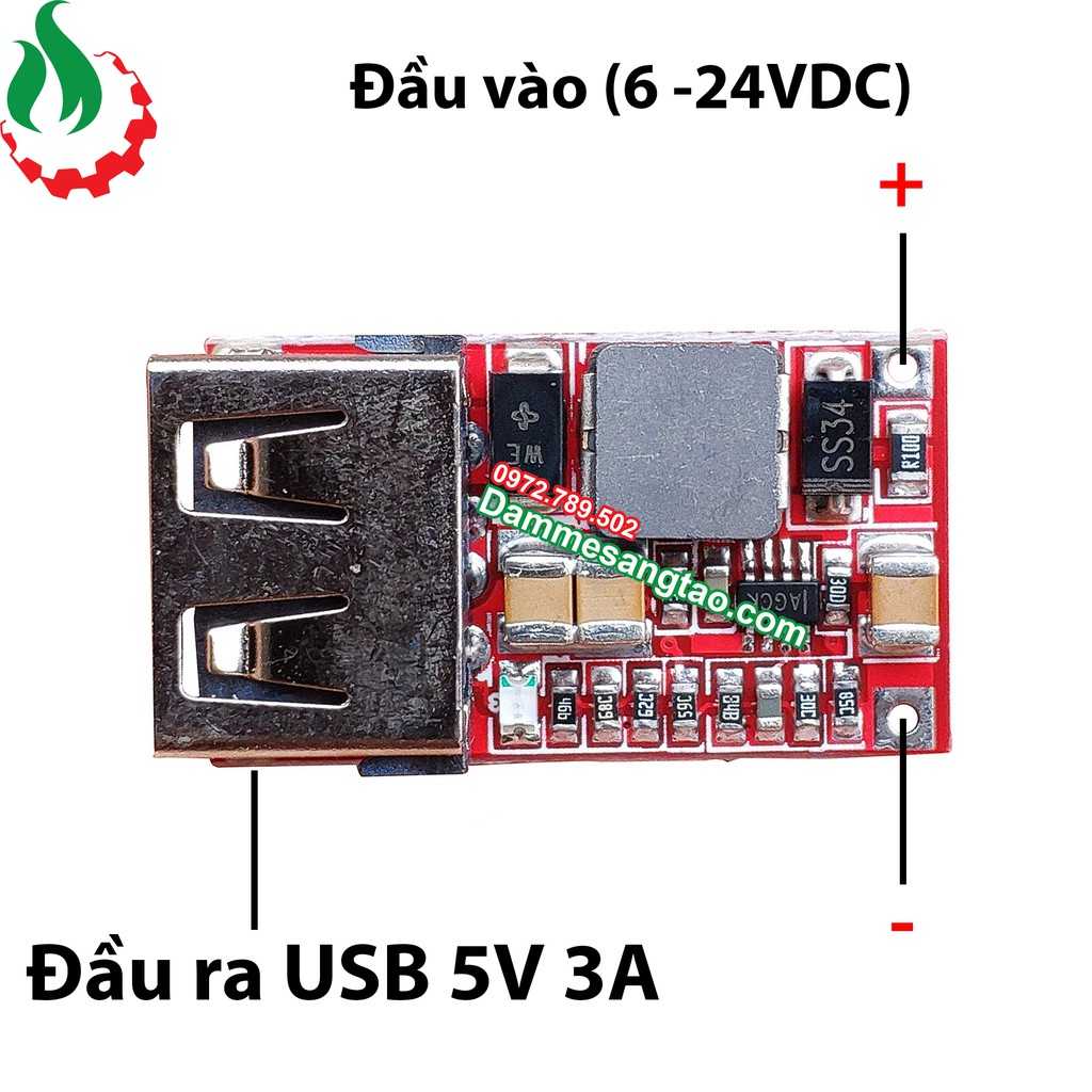 DMST Mạch hạ áp đầu vào 6V 24V đầu ra 5V 3A sạc điện thoại