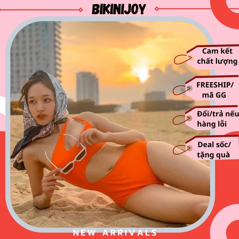 [ CÓ SẴN+ FREESHIP] Bikini liền mảnh CUT EO  sexy màu cam sang chảnh