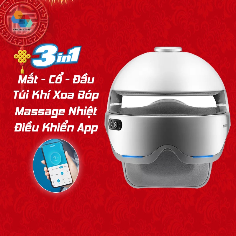 Máy massage mắt, cổ và đầu 3 trong 1 Xiaomi Momoda SX-315, kết nối App, âm nhạc bluetooth, xoa bóp túi khí, mát xa nhiệt