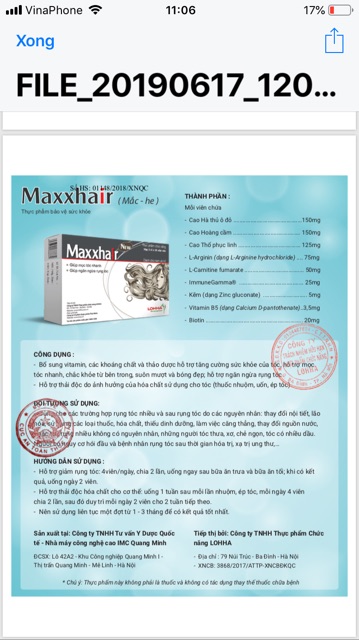 MAXXHAIR- thực phẩm bảo vệ sức khoẻ