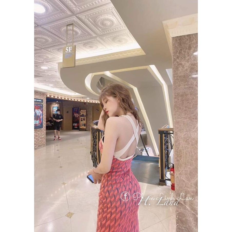 VÁY BODY HỒNG DÂY CHÉO