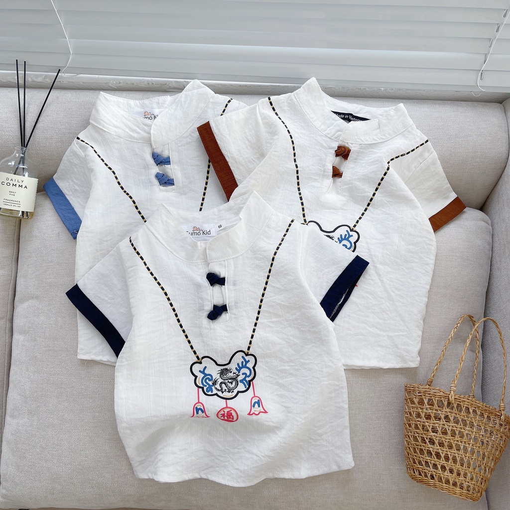 Bộ Quần Áo Cộc Tay Cổ Vòng Chất Đũi Cho Bé Trai Từ 6 - 27kg. MOOBABY SHOP