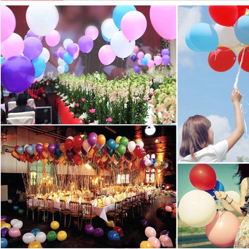 Bộ 20 / 50 / 100 Bong Bóng Latex Dày Nhiều Màu Sắc Dùng Trang Trí Tiệc Sinh Nhật / Đám Cưới