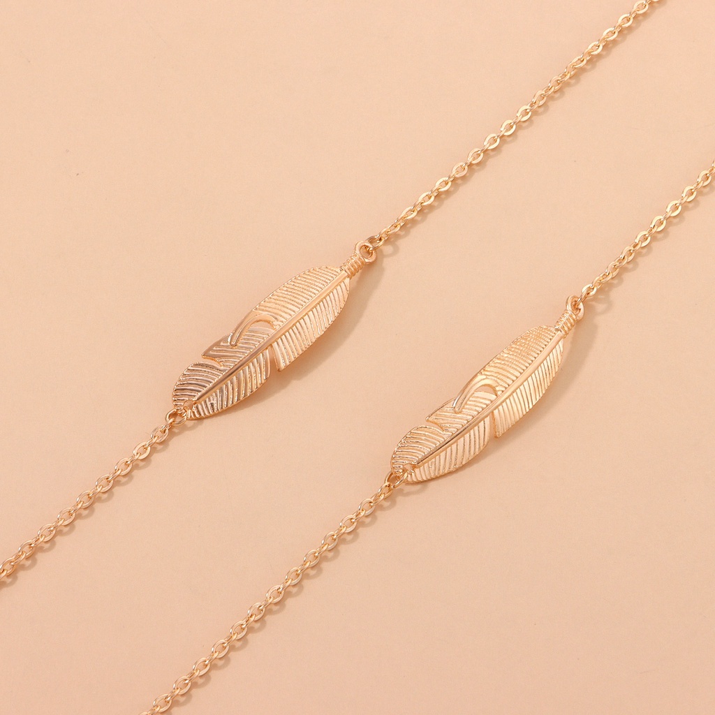 Dây Đeo Kính Mắt Bằng Hợp Kim Kim Loại Phối Lông Vũ Chống Trượt Đa Năng