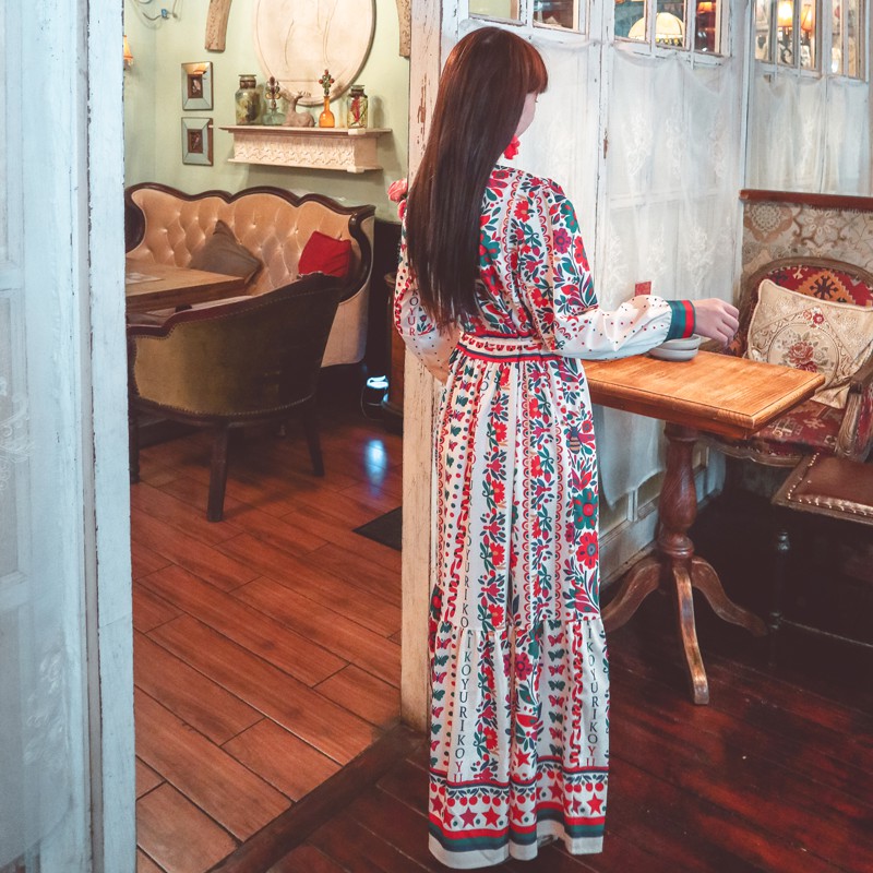 Đầm họa tiết retro phong cách cổ điển