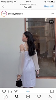 ❎Đầm Rớt Vai Tay Lưới Thắt Nơ