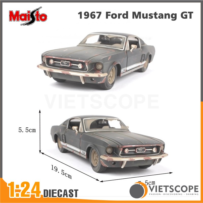 Mô hình xe Ford Mustang GT 1967 bằng kim loại tỉ lệ 1:24 Maisto phong cách cổ xưa – Mô hình diecast