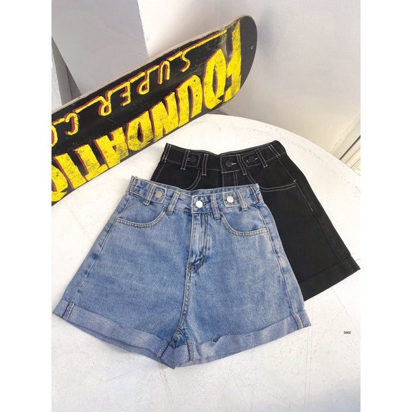 Quần short, quần short jeans đai khuy hai bên cạp 5902