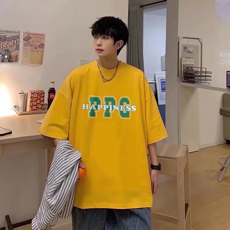 Áo Thun Tay Ngắn Dáng Rộng In Chữ Phong Cách Hip Hop Hàn Quốc Thời Trang Mùa Hè Cho Nam Giới Có Size M-5XL