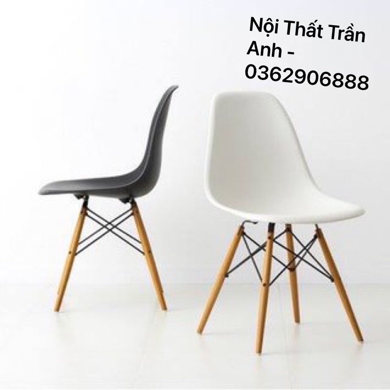 Ghế nhựa Eames - chân gỗ đan ( j01 )