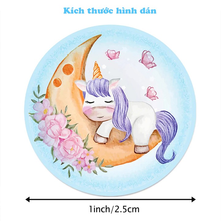 Sticker khen thưởng cho bé, cuộn 500 sticker Unicorn với nhiều họa tiết đáng yêu cho bé trang trí Baby-S – SST014