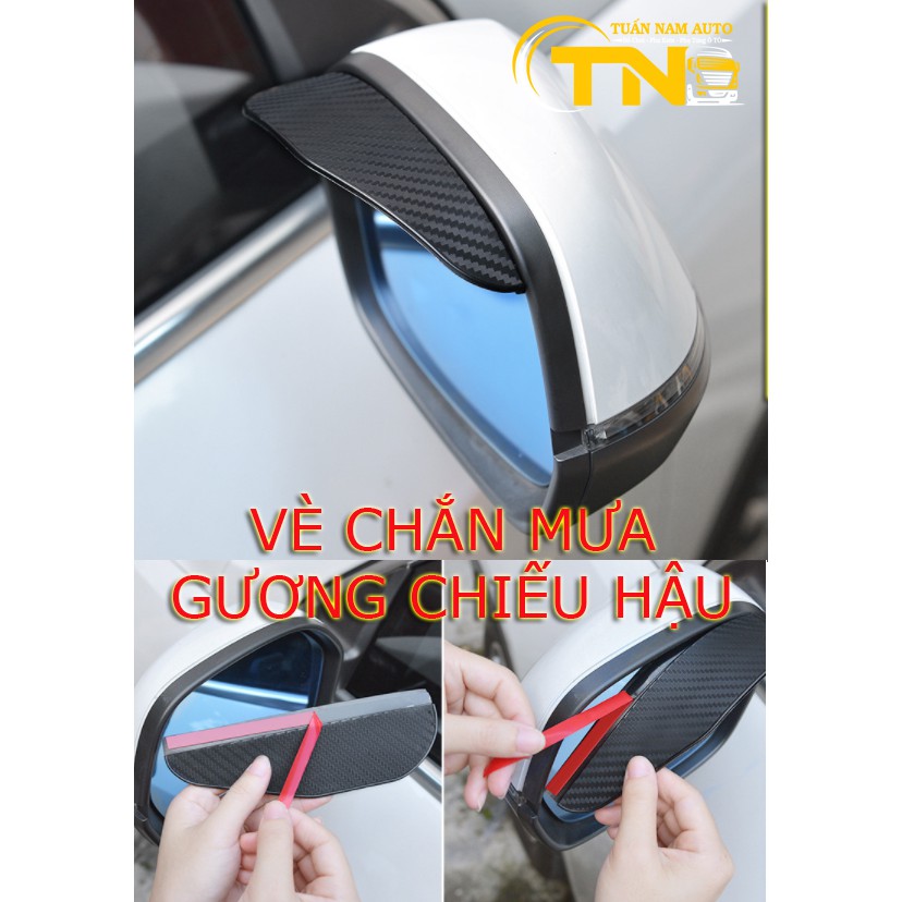 BỘ 2 TẤM VÈ CHE MƯA GƯƠNG CHIẾU HẬU Ô TÔ XE HƠI CAC BON CAO CẤP