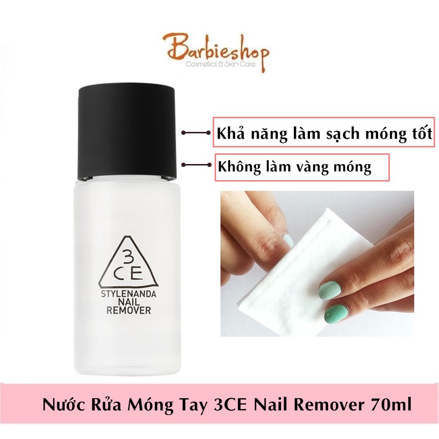 Nước Rửa Móng Tay 3CE Nail Remover 70ml