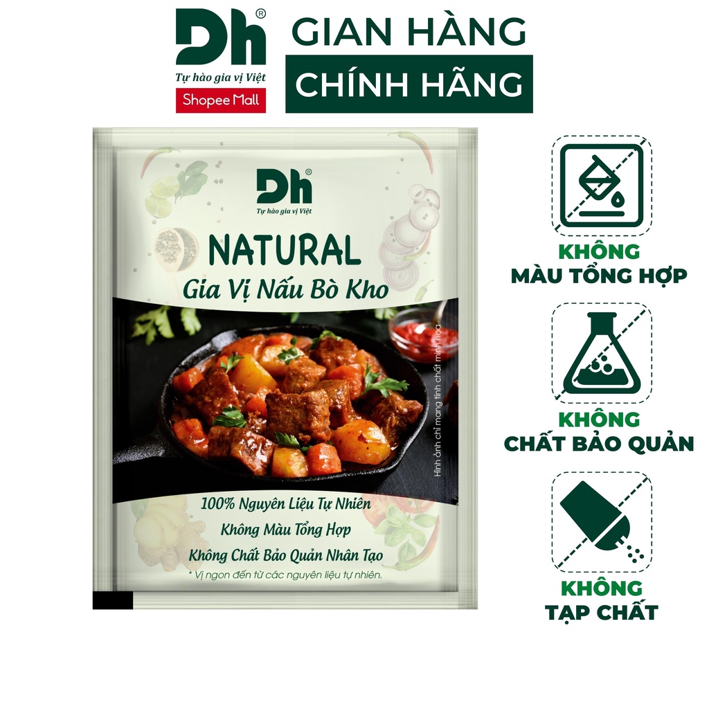 Gia vị nấu bò kho Natural DH Foods nêm sẵn thành phần tự nhiên gói 10gr - DHGVT85