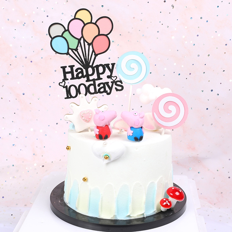 Set 100 bong bóng trang trí bánh sinh nhật 1 tuổi nhiều màu sắc