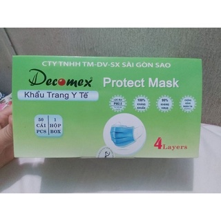 Khẩu trang y tế  Decomex 4 lớp-Dây đeo chắc chắn - chuẩn hàng công ty dập logo